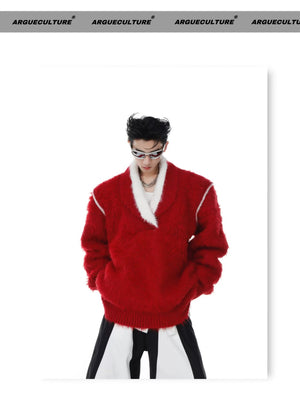 desc::red-faux-mink-heavyweight-square-neck-streetwear-sweater-detail-img-2