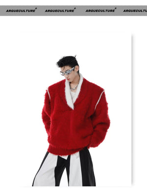 desc::red-faux-mink-heavyweight-square-neck-streetwear-sweater-detail-img-6