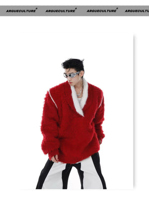 desc::red-faux-mink-heavyweight-square-neck-streetwear-sweater-detail-img-7