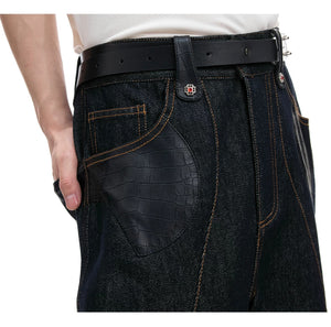 desc::retro-croc-patchwork-raw-denim-jacket-set-streetwear-detail-img-9