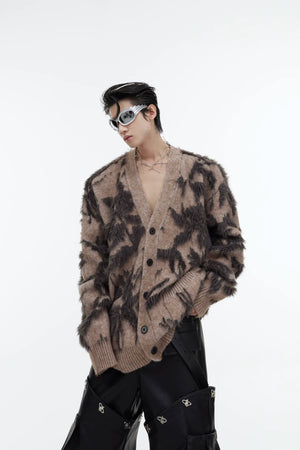 retro-jacquard-faux-mink-cardigan-oversized-v-neck-brown