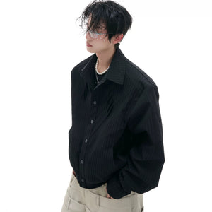 Minimalist black embroidered jacket for men's street outfit
