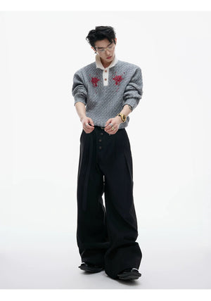 desc::retro-sequin-lapel-knit-sweater-diamond-button-top-detail-img-8