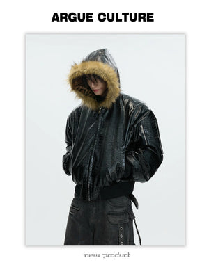 desc::reversible-croc-leather-leopard-faux-fur-bomber-jacket-detail-img-6