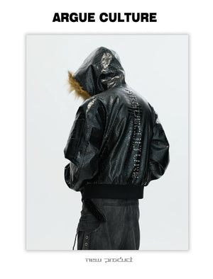 desc::reversible-croc-leather-leopard-faux-fur-bomber-jacket-detail-img-9