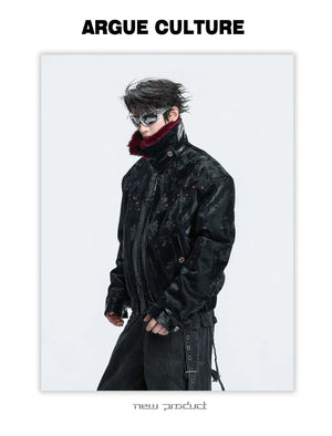 desc::reversible-gothic-faux-mink-fur-collar-jacket-detail-img-1