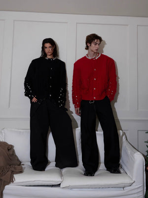 Rhinestone Distressed Knit Cardigan in Four Colors - main image 5