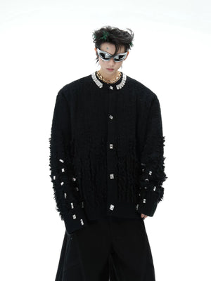 Rhinestone Distressed Knit Cardigan in Four Colors - main image 1