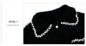 desc::rhinestone-faux-mink-spliced-lazy-cardigan-for-men-detail-img-1