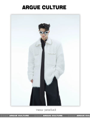 desc::rhinestone-faux-mink-spliced-lazy-cardigan-for-men-detail-img-11