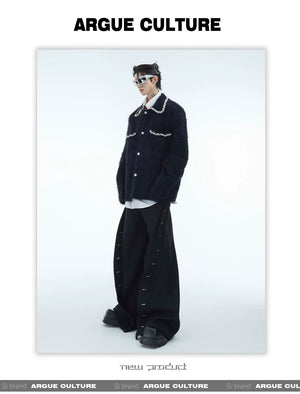 desc::rhinestone-faux-mink-spliced-lazy-cardigan-for-men-detail-img-5