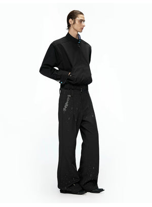 desc::rhinestone-flared-trousers-starry-black-streetwear-pants-detail-img-2