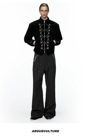desc::rhinestone-flared-trousers-starry-black-streetwear-pants-detail-img-7