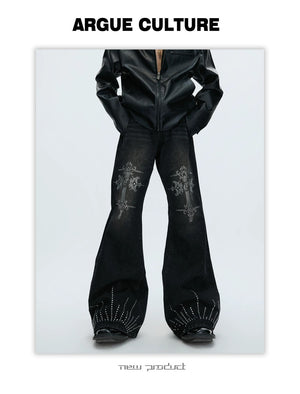 desc::rhinestone-heavy-washed-flare-jeans-streetwear-denim-detail-img-15