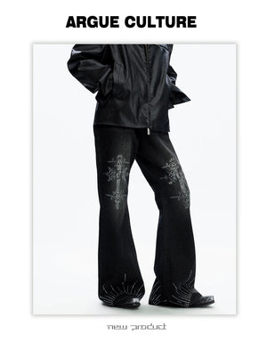 desc::rhinestone-heavy-washed-flare-jeans-streetwear-denim-detail-img-9