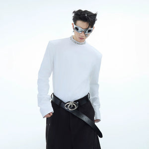 Bold red streetwear long sleeve t-shirt with metal decorations