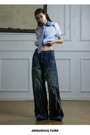 desc::rhinestone-striped-patchwork-shirt-with-detachable-tie-detail-img-15