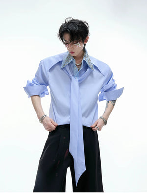 desc::rhinestone-striped-streamer-shirt-unisex-luxury-streetwear-detail-img-4