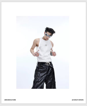 desc::ribbed-deconstructed-tank-top-with-metal-logo-detail-img-5