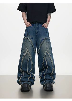 desc::sequin-distressed-wide-leg-baggy-jeans-detail-img-5