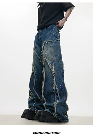 desc::sequin-distressed-wide-leg-baggy-jeans-detail-img-8