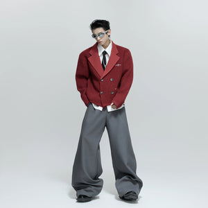 Back view of the oversized unisex knit blazer with premium stitching.