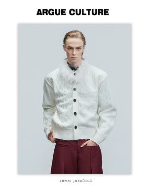 desc::sequin-fur-collar-cable-knit-streetwear-cardigan-detail-img-3