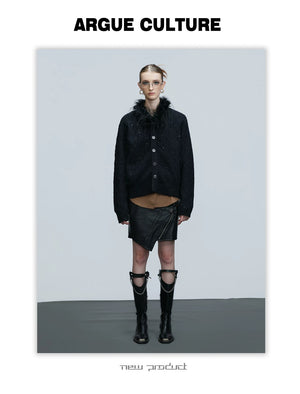 desc::sequin-fur-collar-cable-knit-streetwear-cardigan-detail-img-5