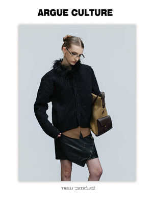 desc::sequin-fur-collar-cable-knit-streetwear-cardigan-detail-img-6