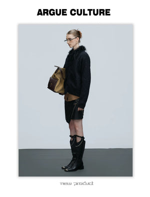 desc::sequin-fur-collar-cable-knit-streetwear-cardigan-detail-img-9