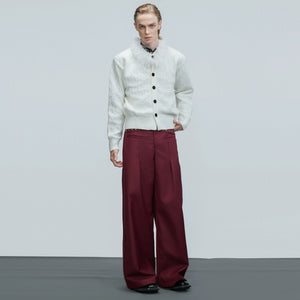 Back view of the textured waffle knit streetwear cardigan