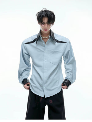 desc::sequin-spliced-shoulder-pad-shirt-unisex-streetwear-button-down-detail-img-4