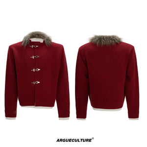 shimmer-sequin-fur-collar-wool-cardigan-for-men-white