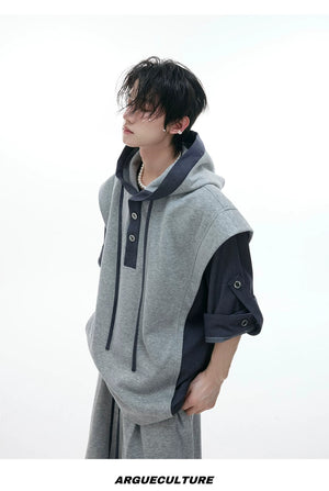 desc::short-sleeve-patchwork-hoodie-sweatpants-streetwear-set-detail-img-12