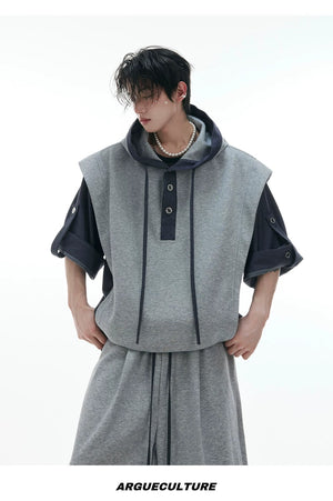 desc::short-sleeve-patchwork-hoodie-sweatpants-streetwear-set-detail-img-13