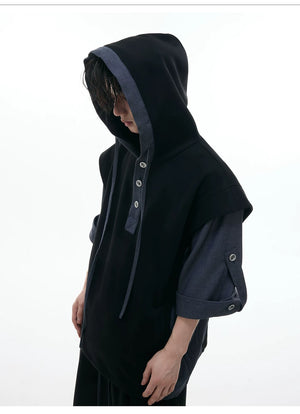 desc::short-sleeve-patchwork-hoodie-sweatpants-streetwear-set-detail-img-3