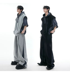 desc::short-sleeve-patchwork-hoodie-sweatpants-streetwear-set-detail-img-4