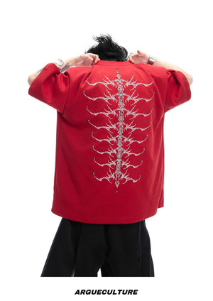 desc::snake-eye-spine-embroidered-oversized-cotton-tee-detail-img-9