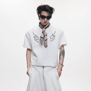 Vibrant Red Snake Eye Spine Studded Tee for bold streetwear fits