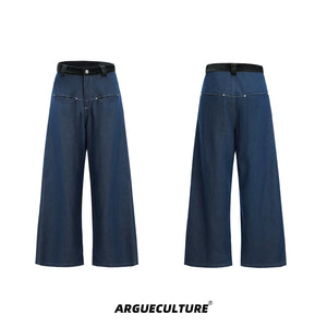 snake-skin-patchwork-denim-short-sleeve-shirt-set-blue-bottom