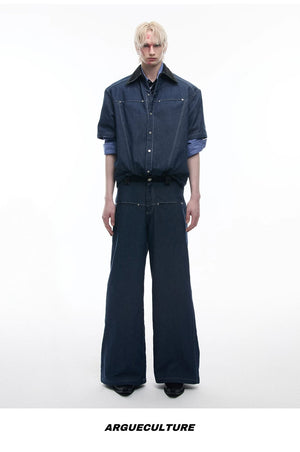 desc::snake-skin-patchwork-denim-short-sleeve-shirt-set-detail-img-16