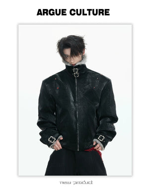 desc::snake-skin-puffer-jacket-faux-leather-streetwear-coat-detail-img-4