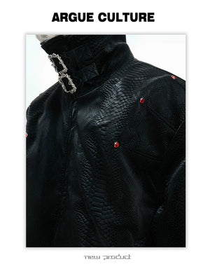 desc::snake-skin-puffer-jacket-faux-leather-streetwear-coat-detail-img-5