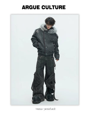 desc::snow-wolf-reversible-faux-fur-leather-padded-jacket-detail-img-12