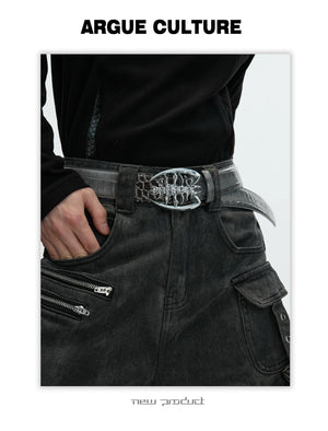 desc::spine-buckle-crocodile-leather-belt-mens-gothic-streetwear-detail-img-2