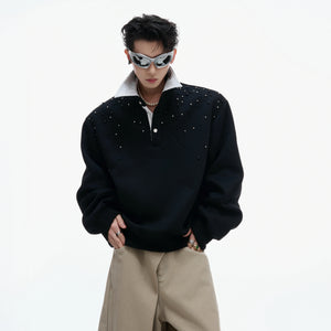 starry-pearl-embellished-polo-sweatshirt-oversized-green