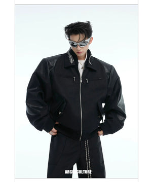 desc::streetwear-snake-pattern-patchwork-cropped-jacket-detail-img-4