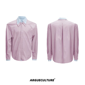 striped-fake-two-piece-patchwork-streetwear-shirt-blue-short-sleeve