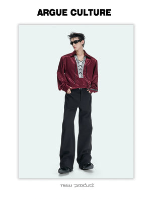 Contrast Lace-Up Satin Shirt