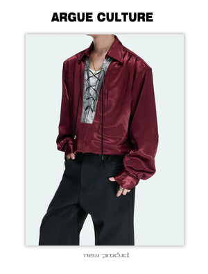 Contrast Lace-Up Satin Shirt